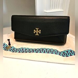 Tory Burch Black Clutch with Gold Logo